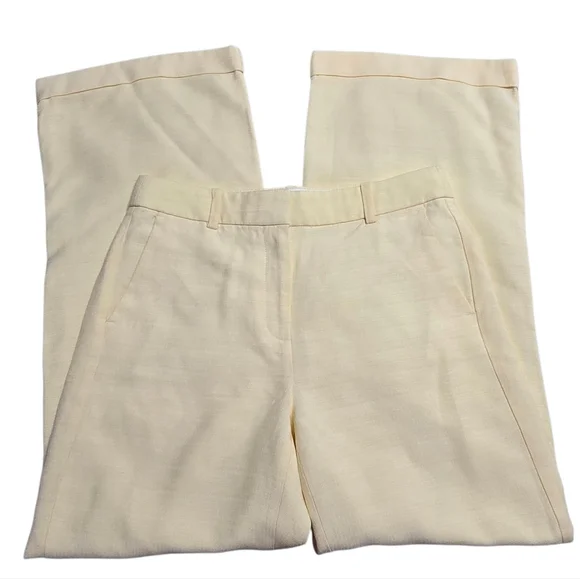 J Crew Cuffed Wide Leg Trouser Pants Luster Canvas Butter Yellow Size 8 - Picture 7 of 13